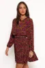 Zephyr Long Sleeve Mini Dress - Black Magenta sold by Petal & Pup