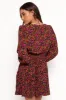 Zephyr Long Sleeve Mini Dress - Black Magenta sold by Petal & Pup
