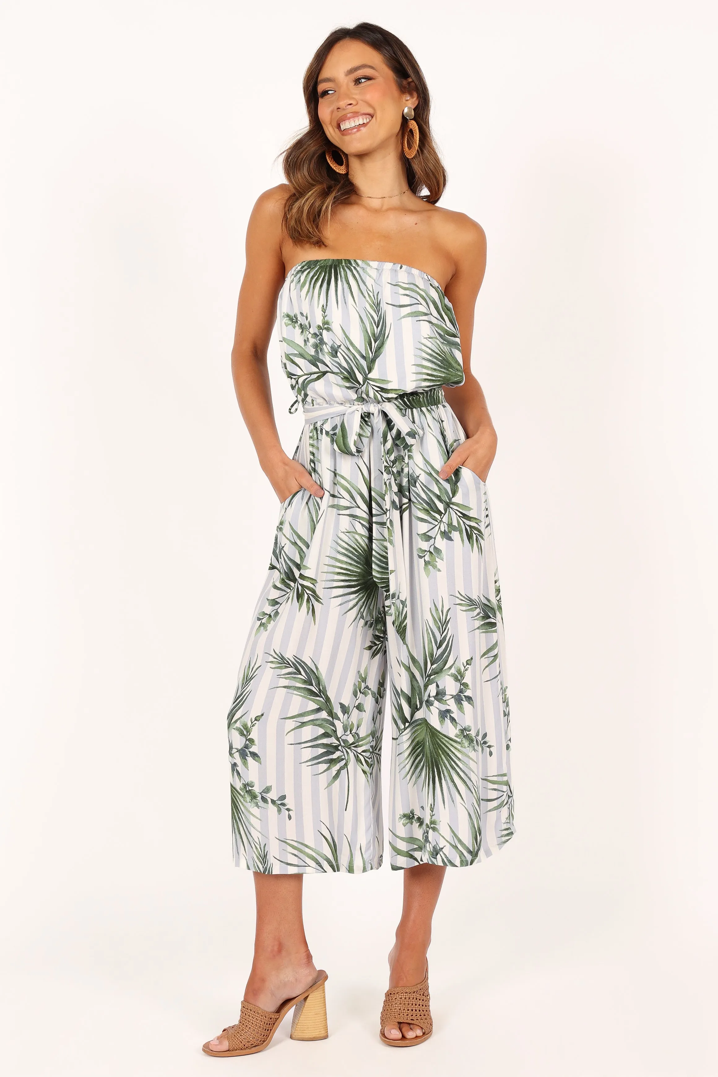 Ravello Strapless Jumpsuit - Palm Print sold by Petal & Pup product image thumbnail 4