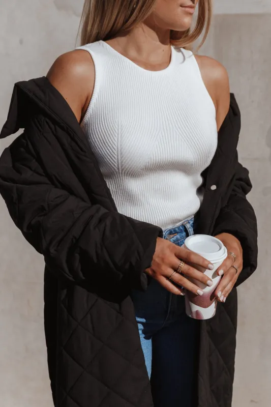 Davie Ribbed Knit Top - White sold by Petal & Pup