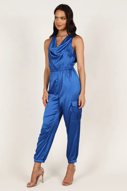 Jacinta Cowl Neck Jumpsuit - French Blue sold by Petal & Pup
