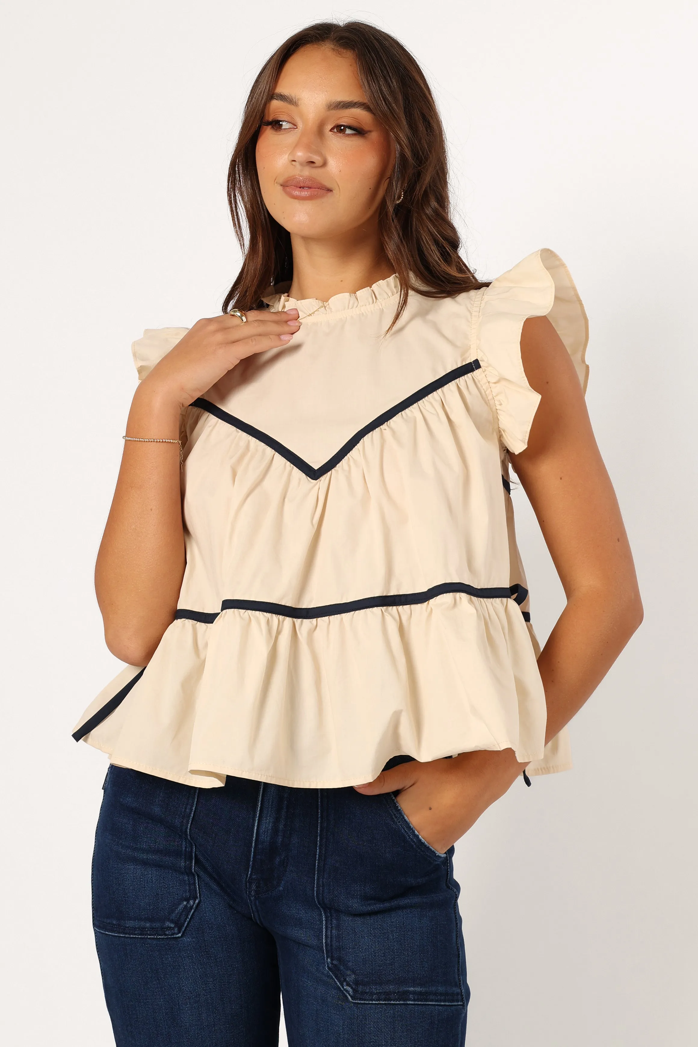Lynn Ruffle Top - Ivory sold by Petal & Pup