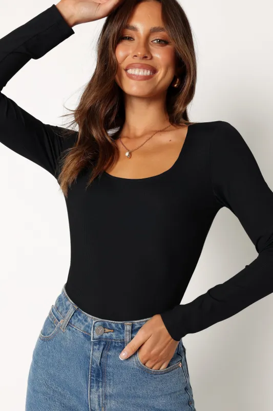 Pia Long Sleeve Bodysuit - Black sold by Petal & Pup