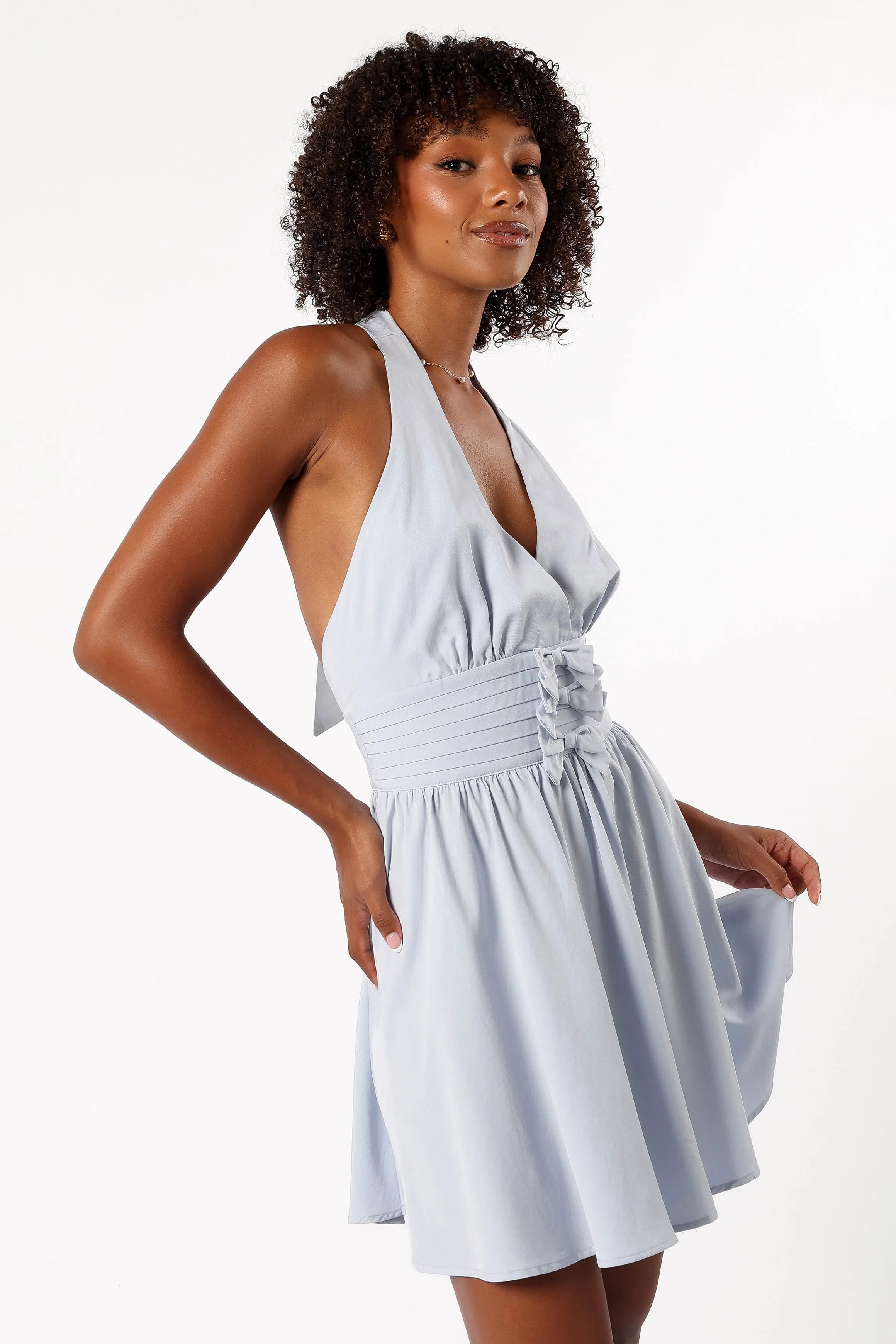 Leigh Halterneck Mini Dress - Light Blue sold by Petal & Pup product image thumbnail 5