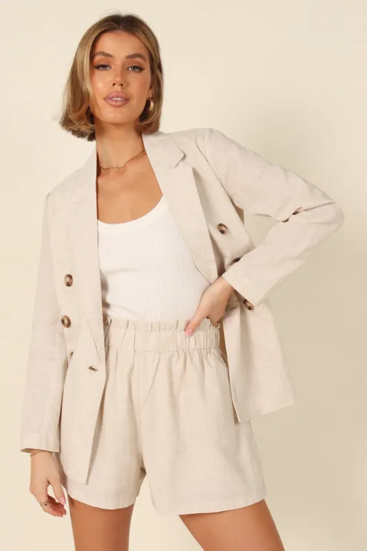 Nicole High Waisted Shorts - Beige sold by Petal & Pup