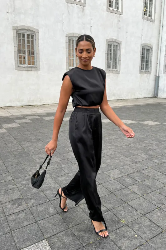 Elia Crop Top and Palazzo Pant Set - Black sold by Petal & Pup