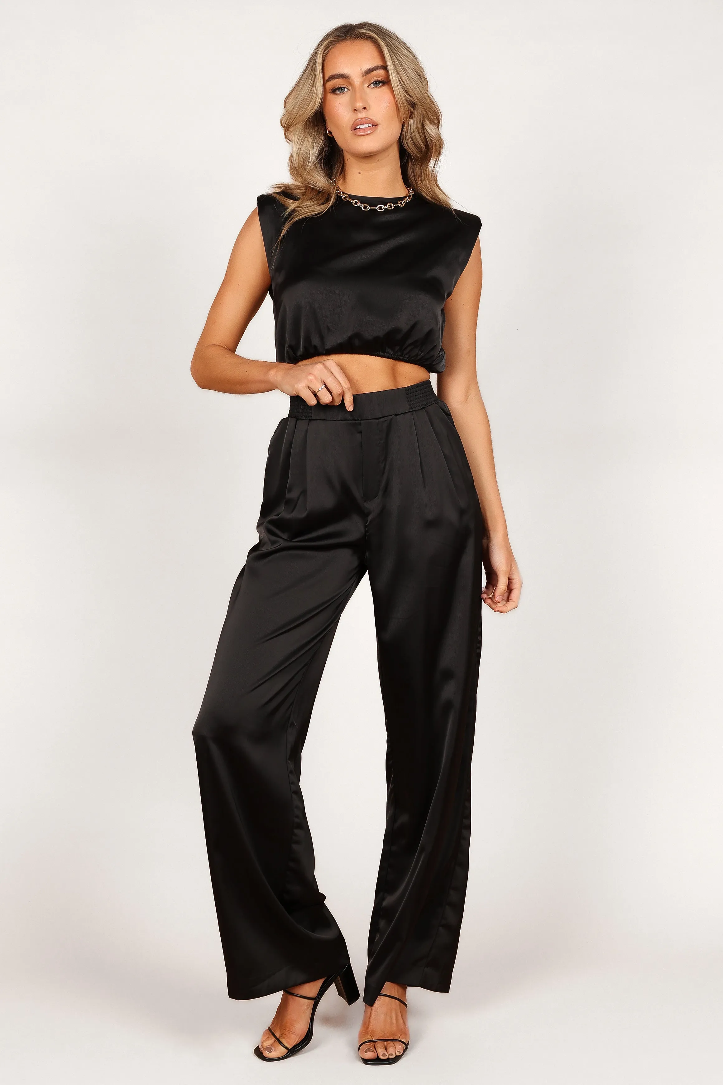 Elia Crop Top and Palazzo Pant Set - Black sold by Petal & Pup product image thumbnail 2