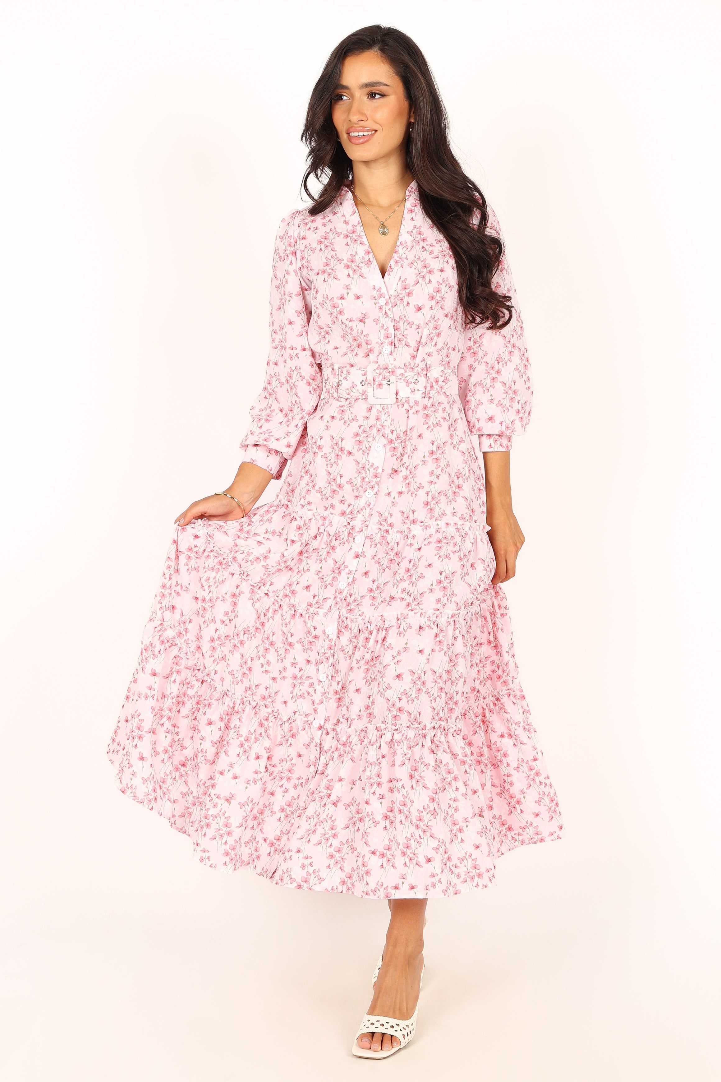 Haydee Long Sleeve Maxi Dress - Pink Floral sold by Petal & Pup