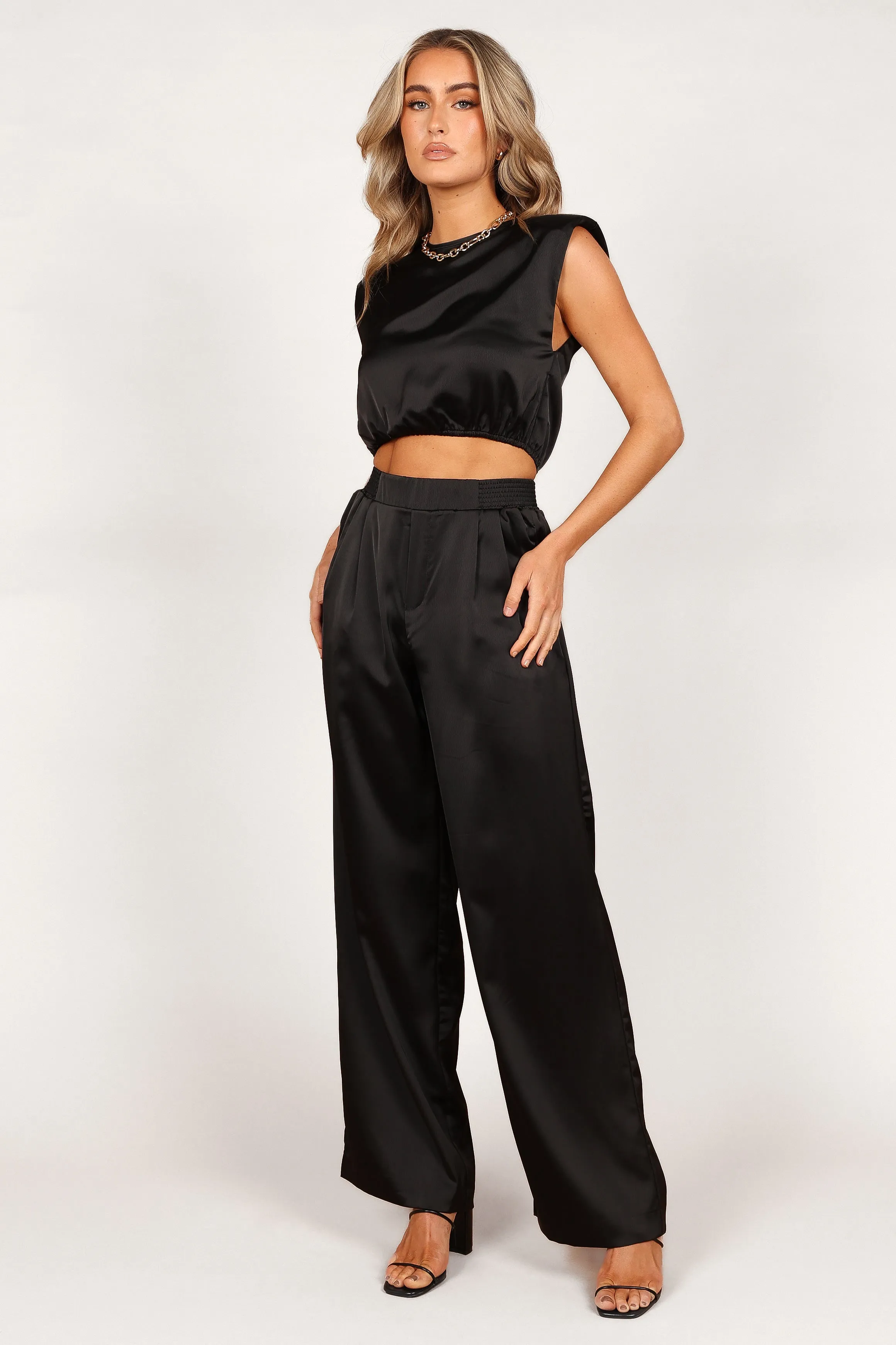 Elia Crop Top and Palazzo Pant Set - Black sold by Petal & Pup product image thumbnail 3