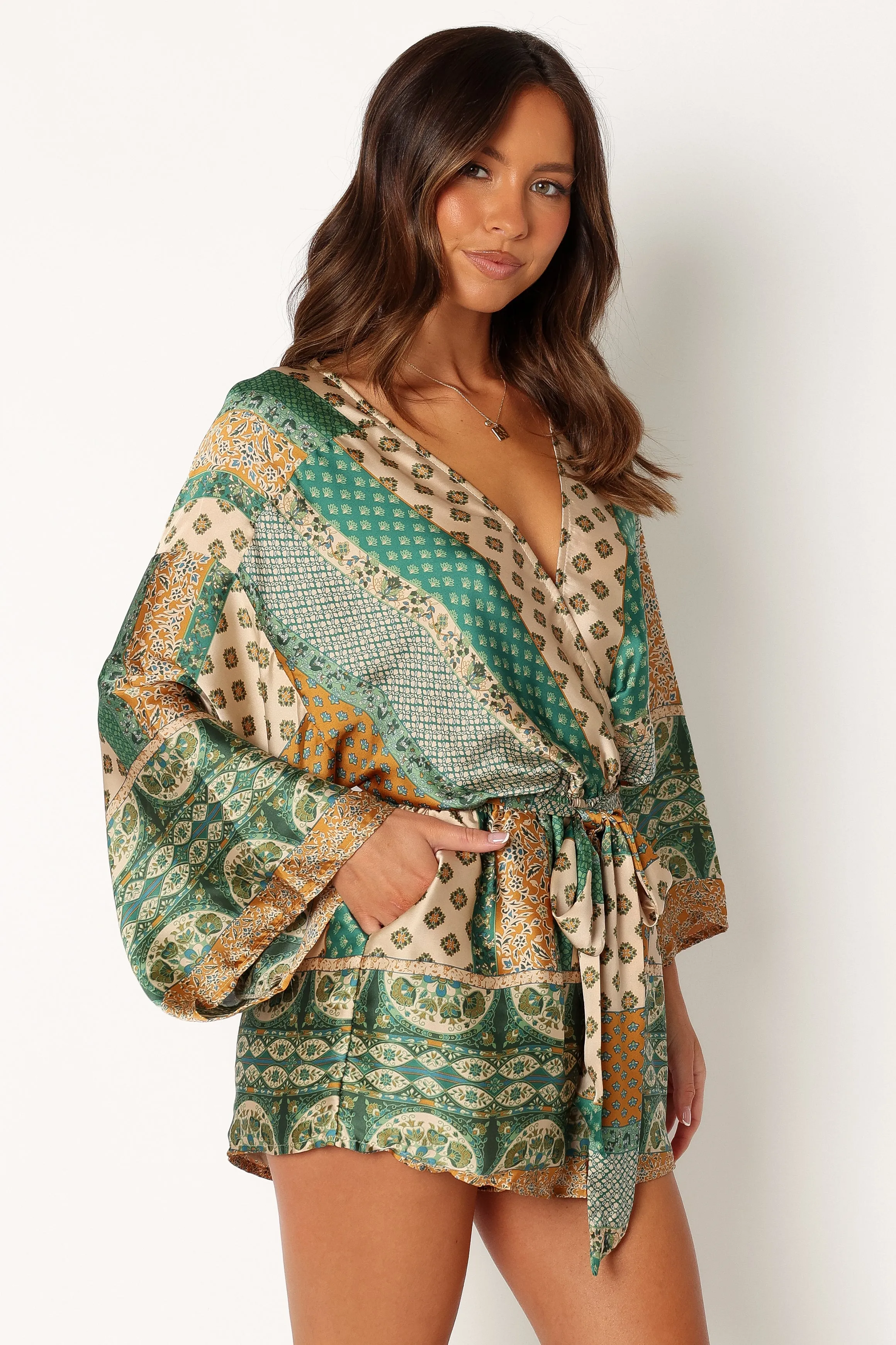 Elyse Romper - Green sold by Petal & Pup product image thumbnail 3