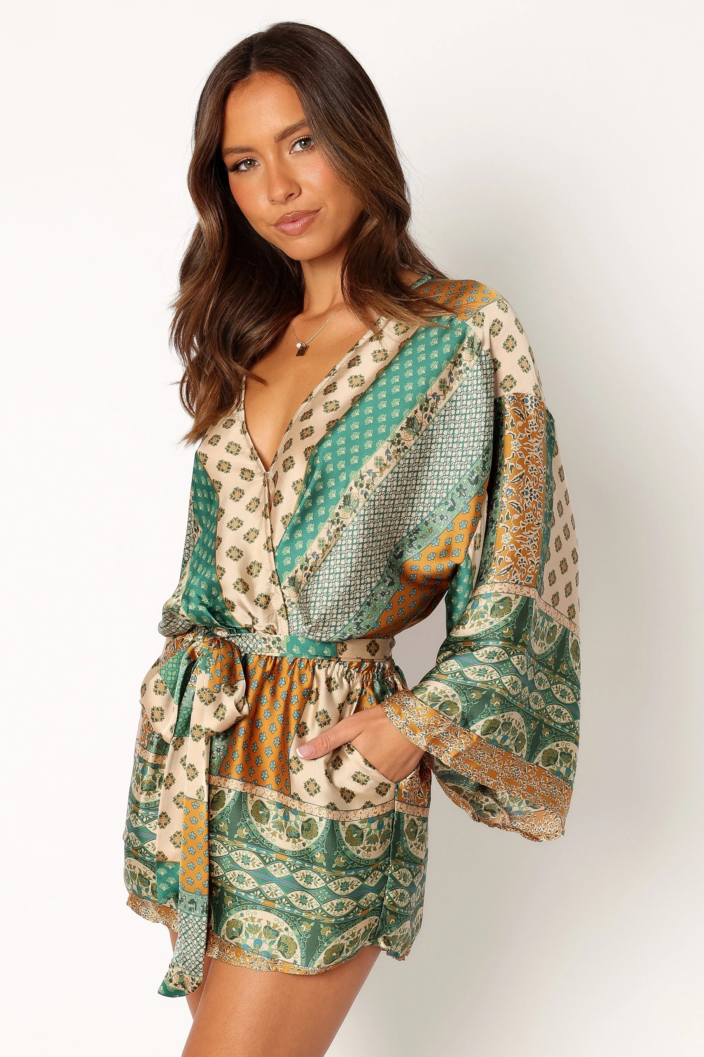 Elyse Romper - Green sold by Petal & Pup product image thumbnail 2