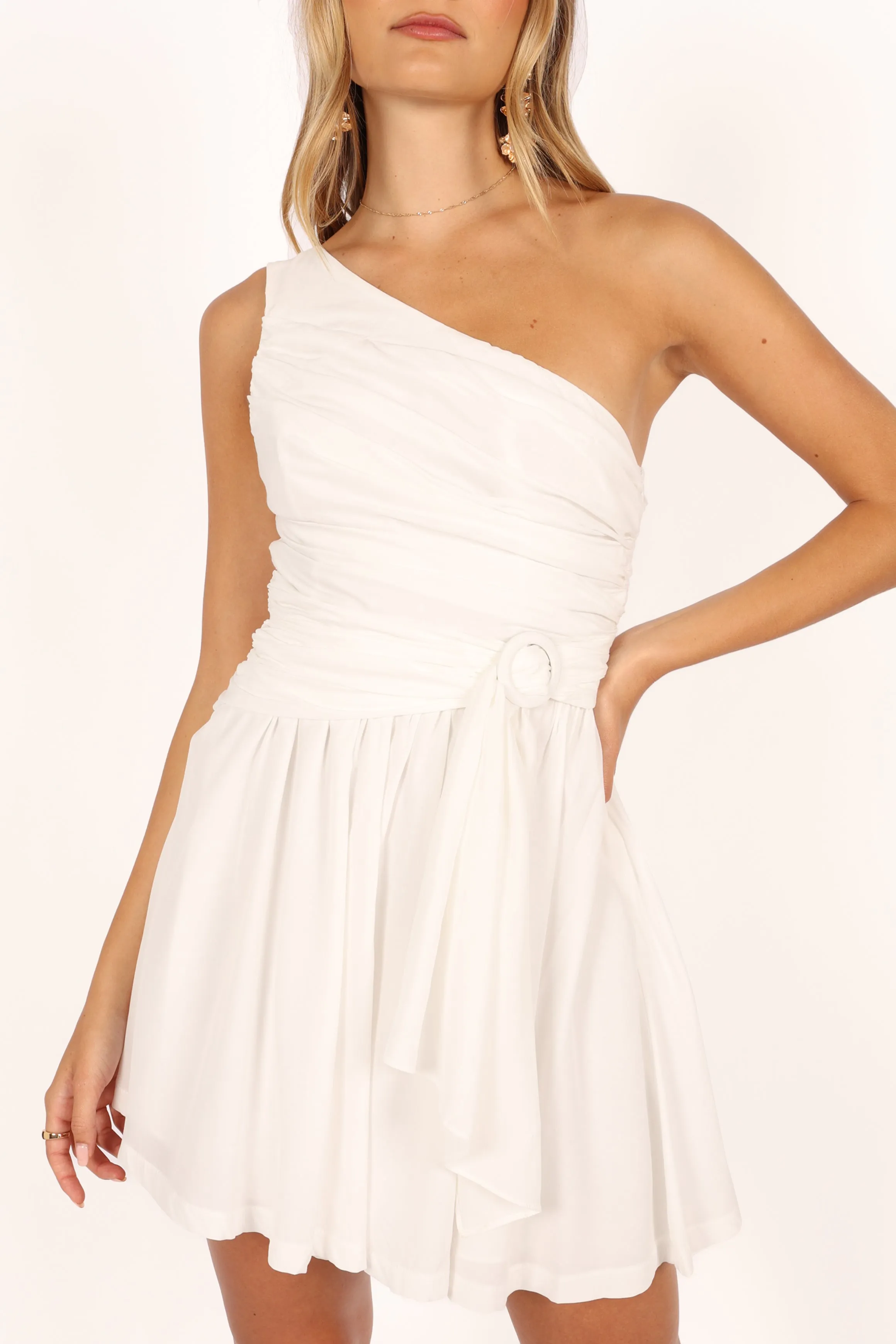 Gilbert One Shoulder Mini Dress - White sold by Petal & Pup product image thumbnail 3