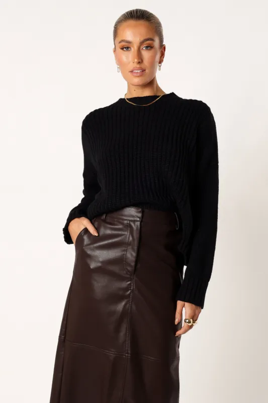 Arlette Textured Knit Sweater - Black sold by Petal & Pup