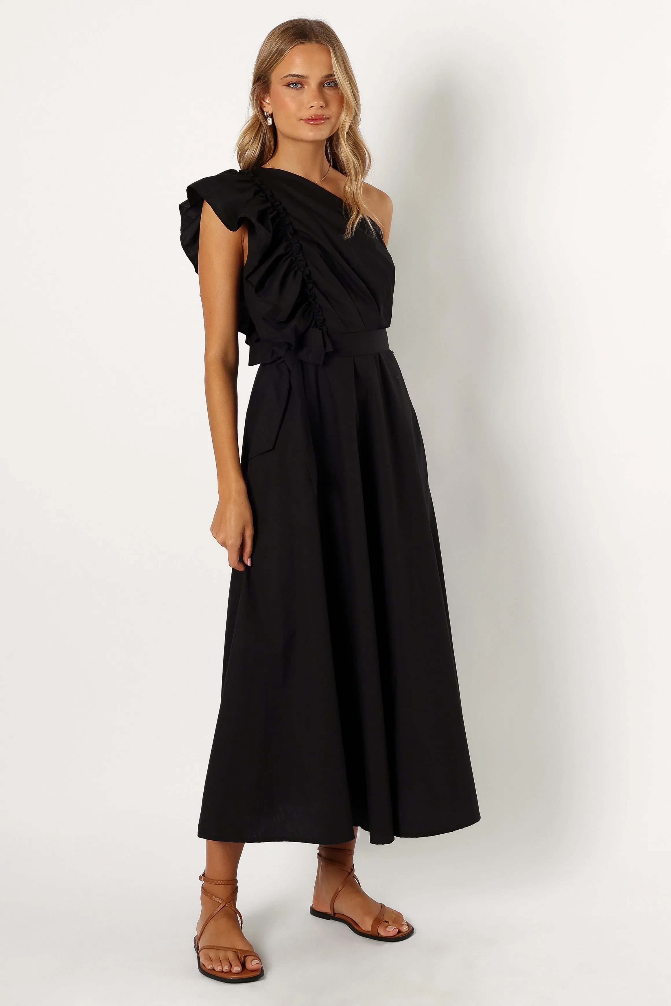 Holland One Shoulder Midi Dress - Black sold by Petal & Pup product image thumbnail 5