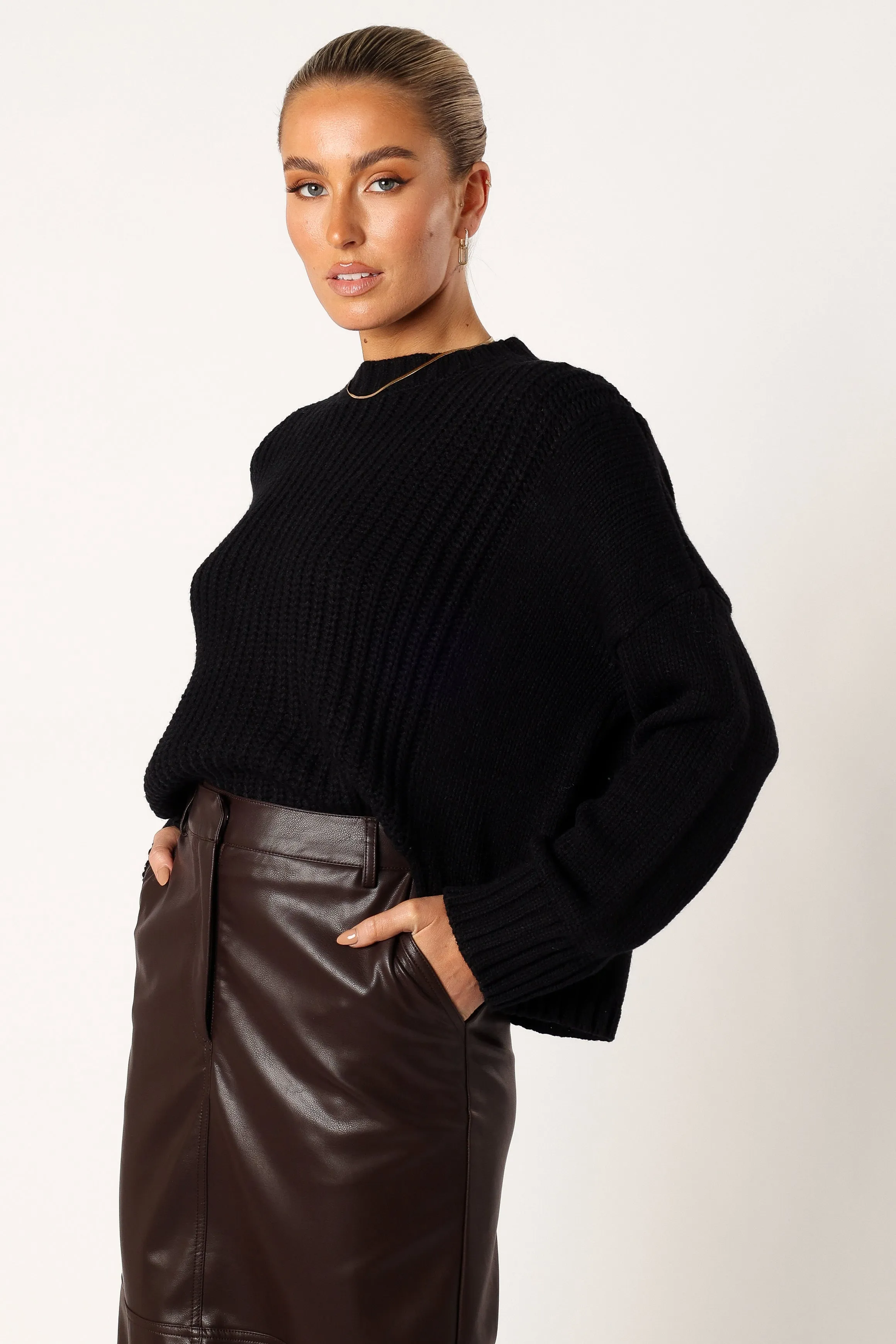 Arlette Textured Knit Sweater - Black sold by Petal & Pup product image thumbnail 4