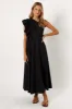 Holland One Shoulder Midi Dress - Black sold by Petal & Pup