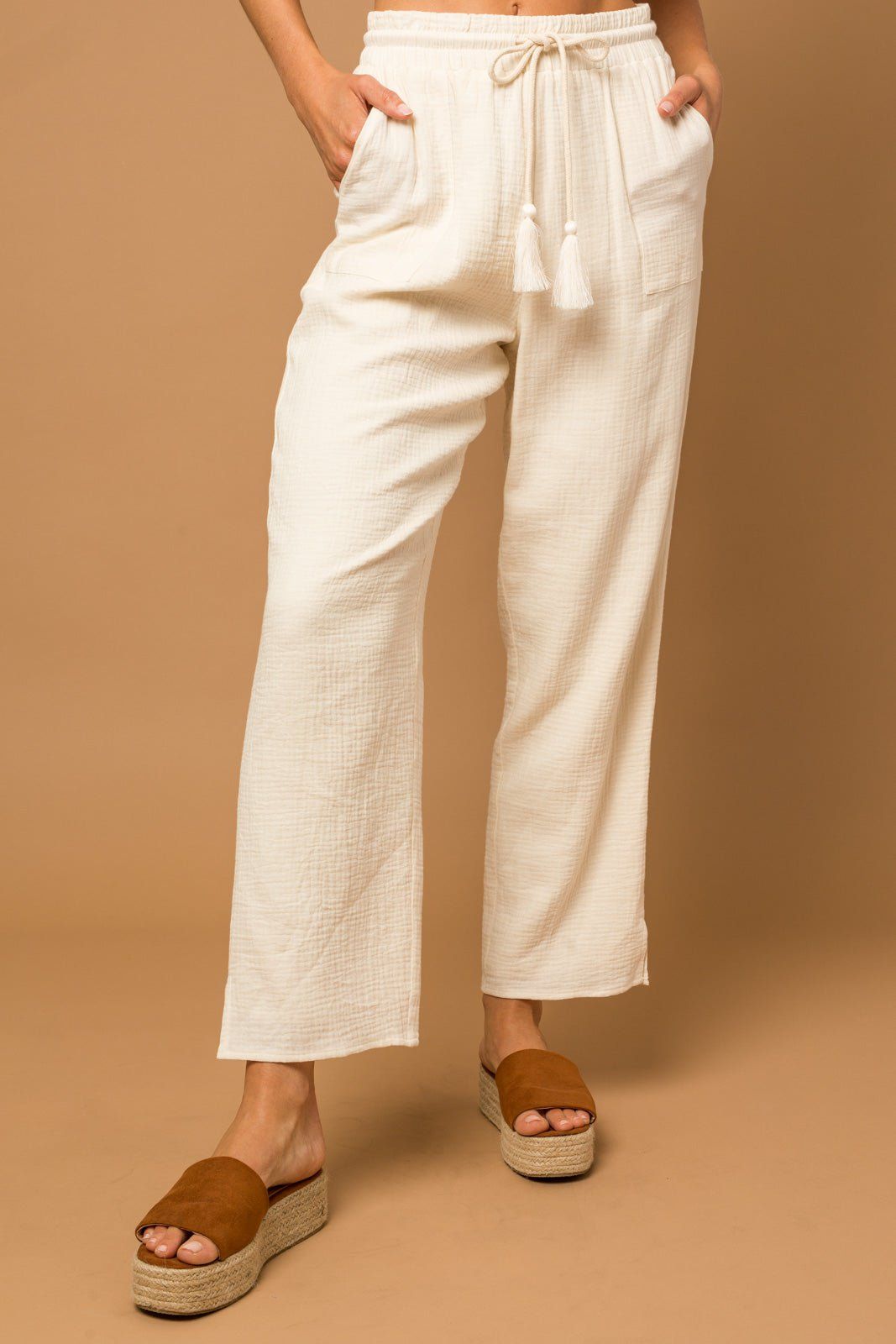 Benny High Waisted Pants - Cream sold by Petal & Pup product image thumbnail 2