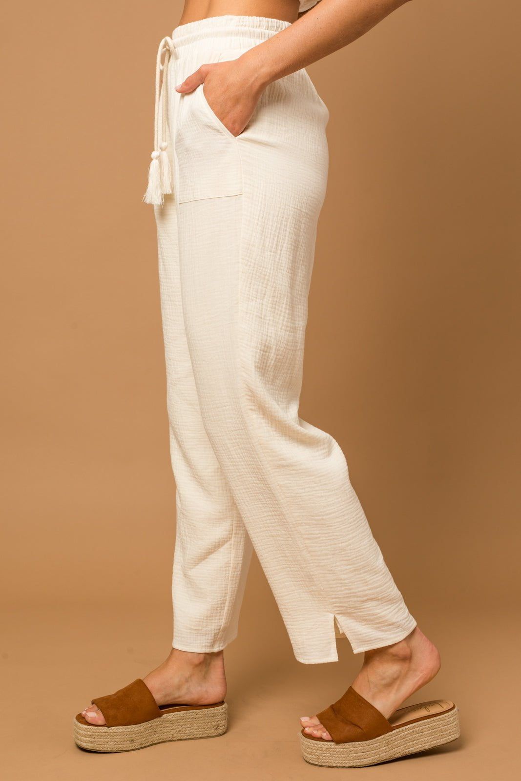 Benny High Waisted Pants - Cream sold by Petal & Pup product image thumbnail 3