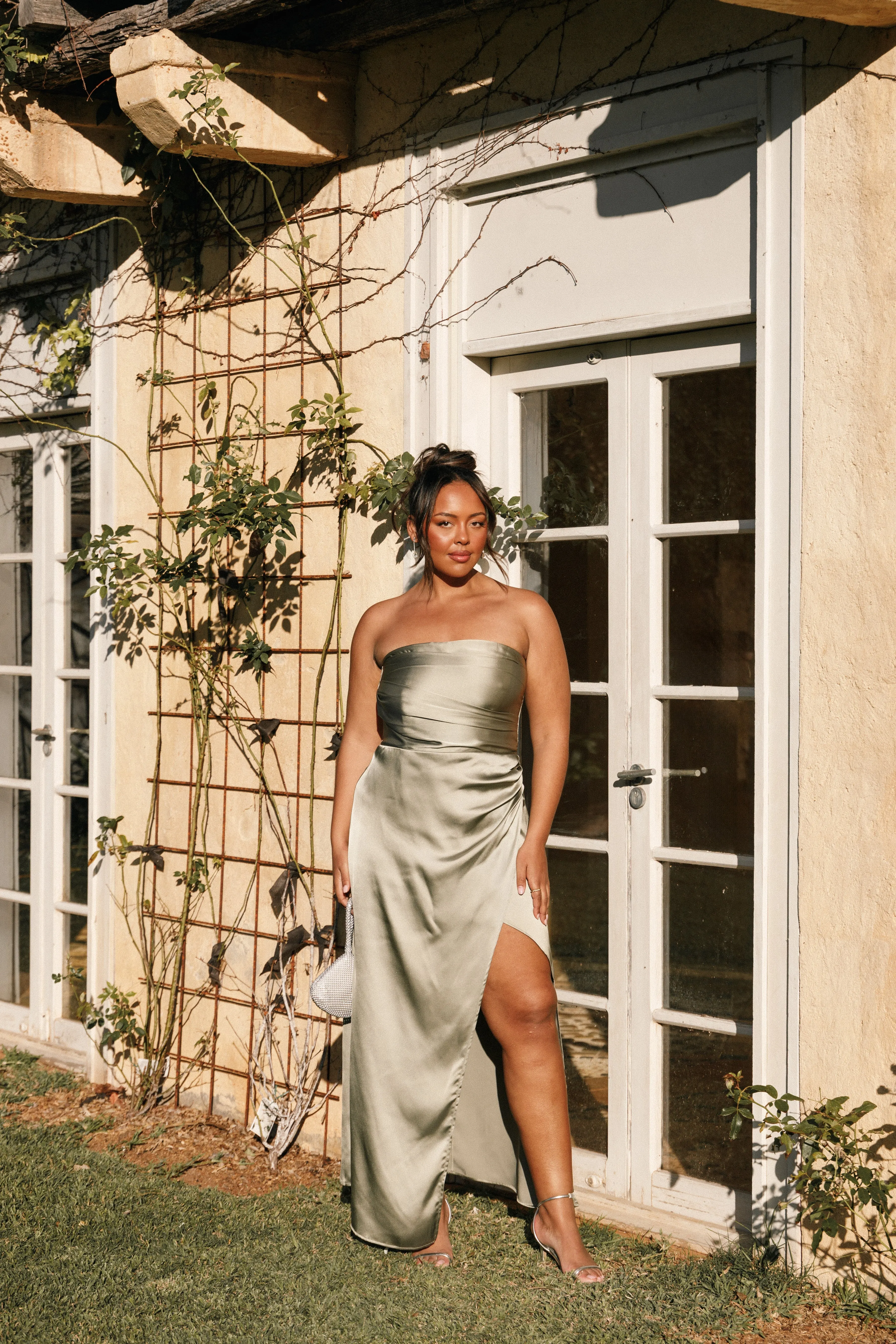 Kara Strapless Maxi Dress - Olive sold by Petal & Pup