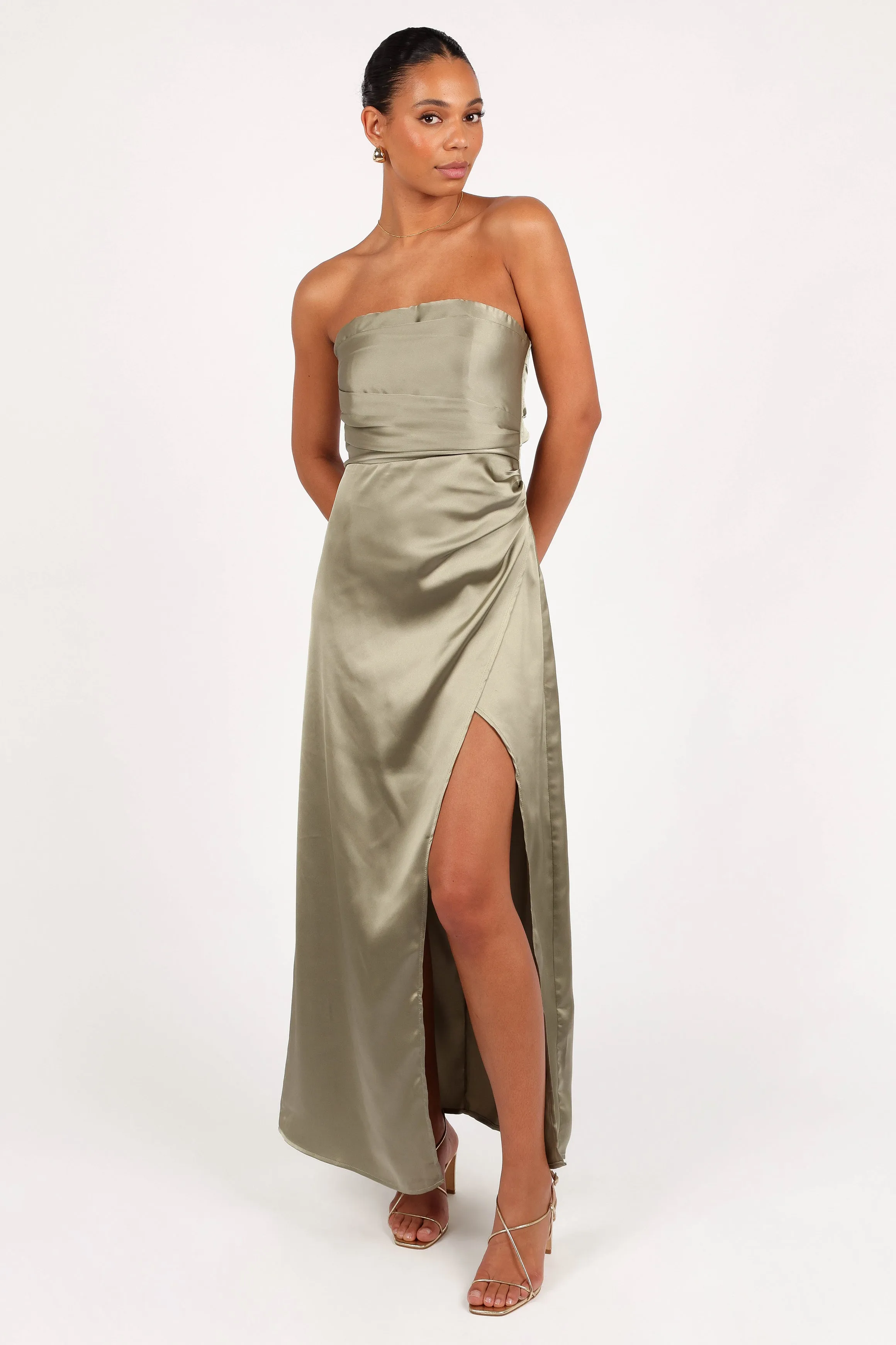 Kara Strapless Maxi Dress - Olive sold by Petal & Pup product image thumbnail 3