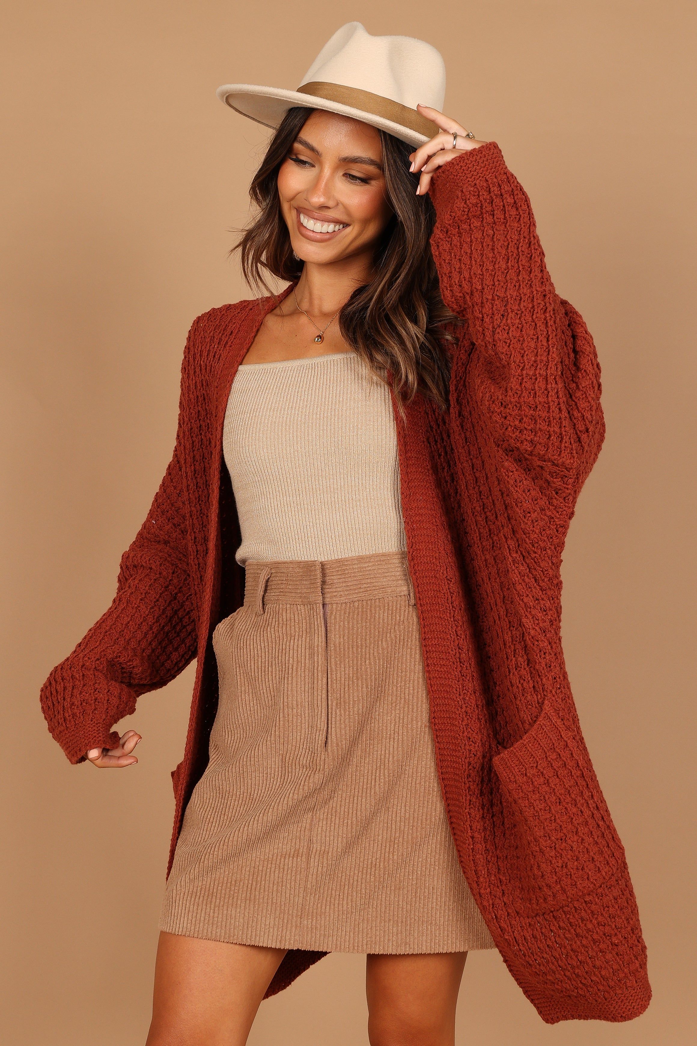 Leyonie Cardigan - Rust sold by Petal & Pup