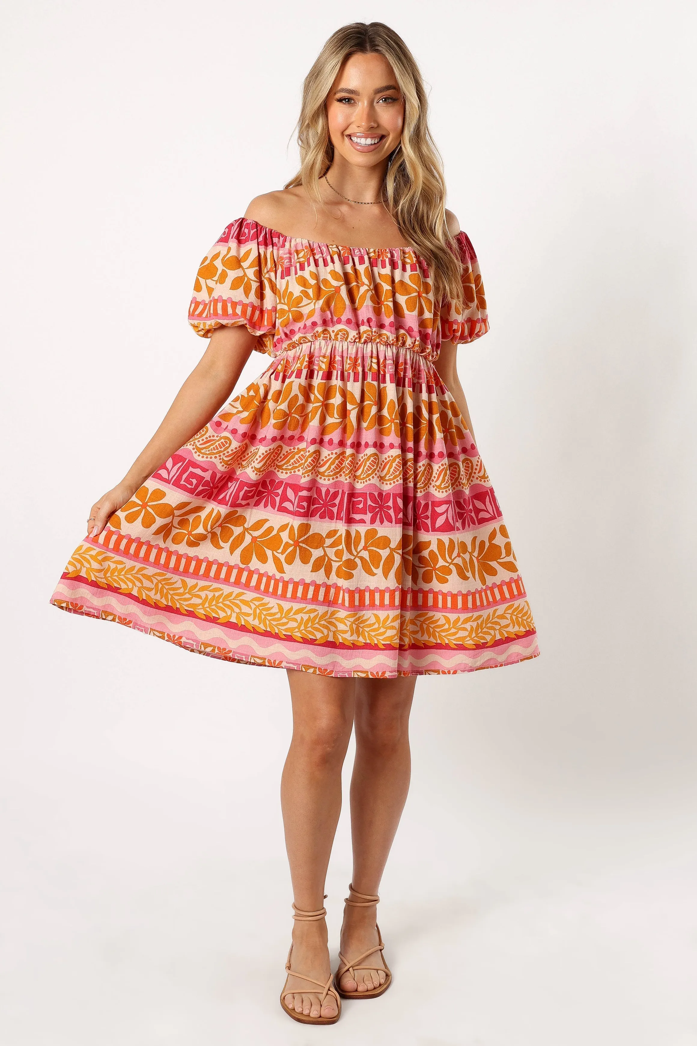 Siesta Off Shoulder Mini Dress - Yindi Print sold by Petal & Pup product image thumbnail 5
