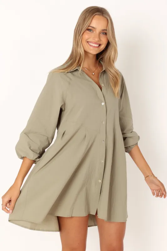 Criselle Long Sleeve Mini Dress - Khaki sold by Petal & Pup