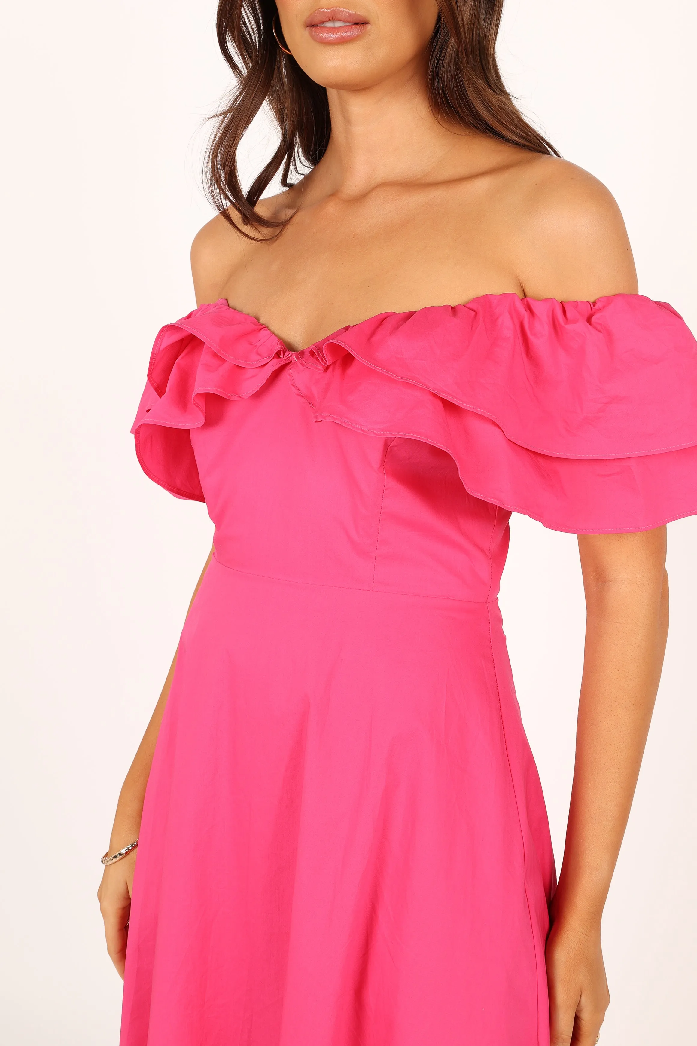 Cabo Frill Sleeve Midi Dress - Magenta sold by Petal & Pup product image thumbnail 2