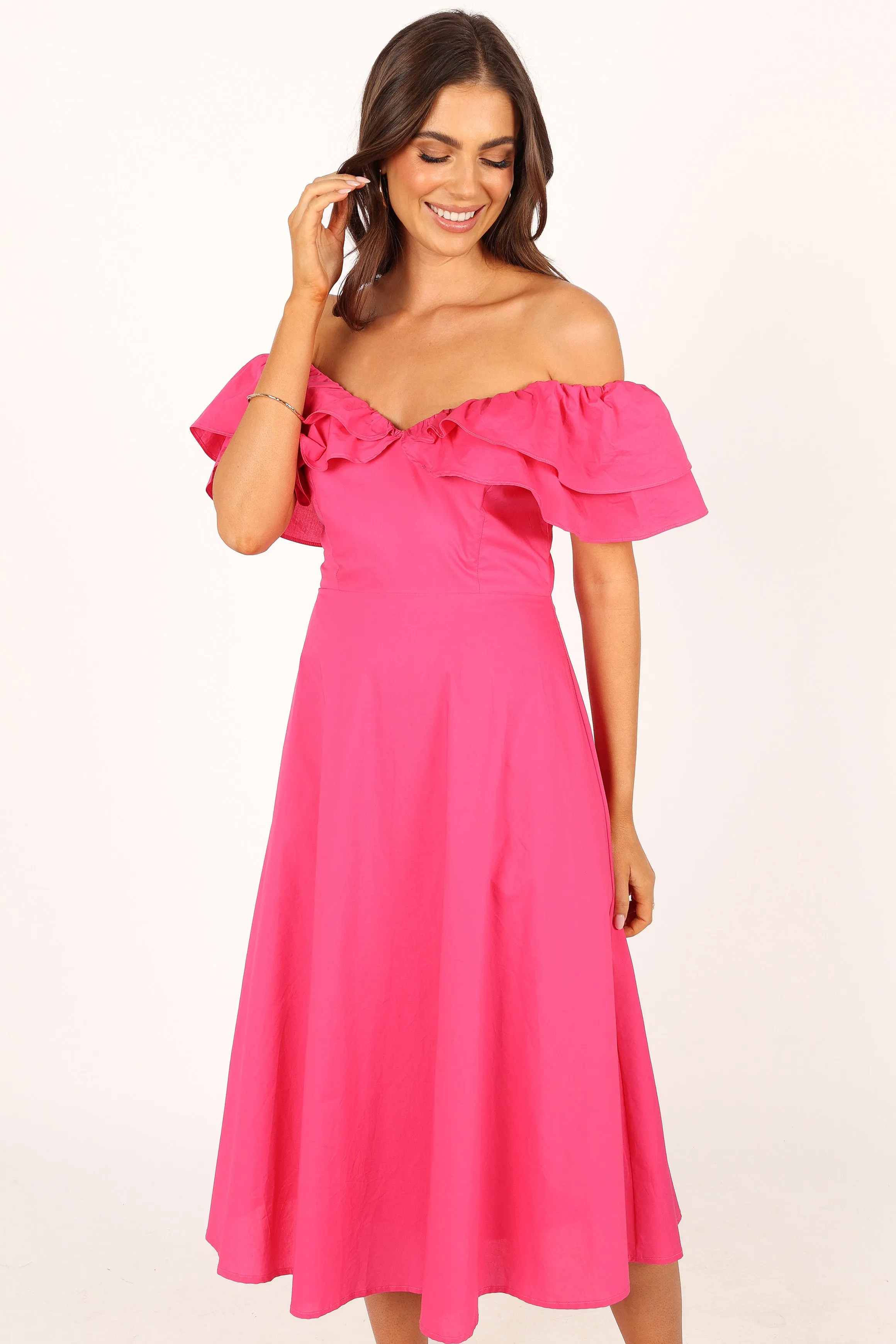 Cabo Frill Sleeve Midi Dress - Magenta sold by Petal & Pup product image thumbnail 3