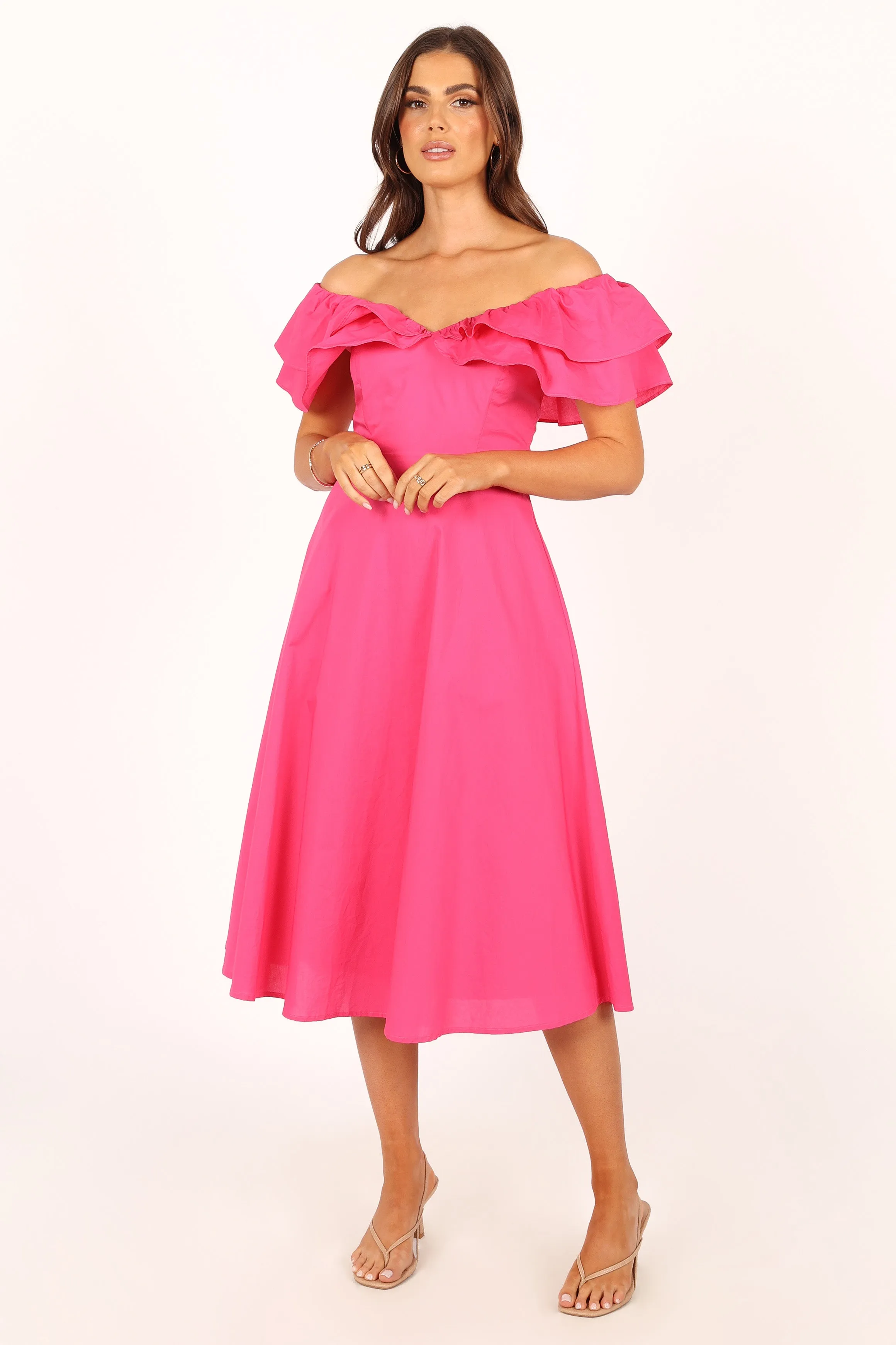 Cabo Frill Sleeve Midi Dress - Magenta sold by Petal & Pup product image thumbnail 5
