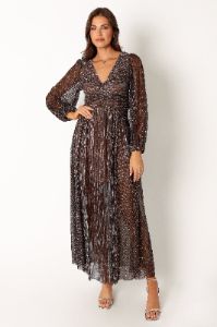Lustre Long Sleeve Midi Dress - Bronze sold by Petal & Pup