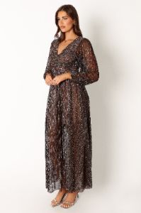 Lustre Long Sleeve Midi Dress - Bronze sold by Petal & Pup