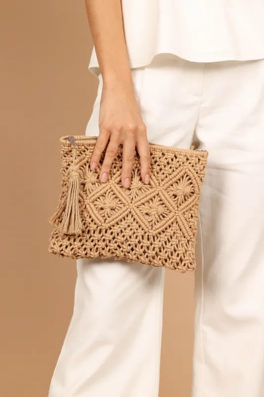 Marley Woven Clutch - Beige sold by Petal & Pup