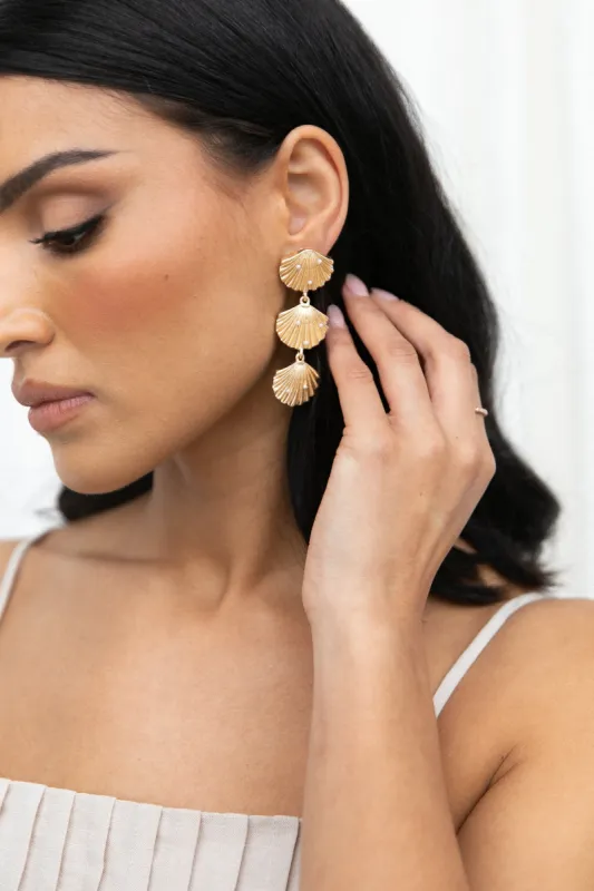 Primrose Shell Statement Earrings - Gold sold by Petal & Pup