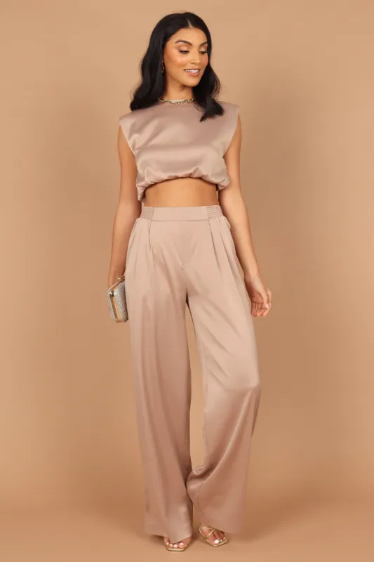 Elia Crop Top and Palazzo Pant Set - Mocha sold by Petal & Pup