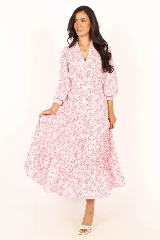 Haydee Long Sleeve Maxi Dress - Pink Floral sold by Petal & Pup