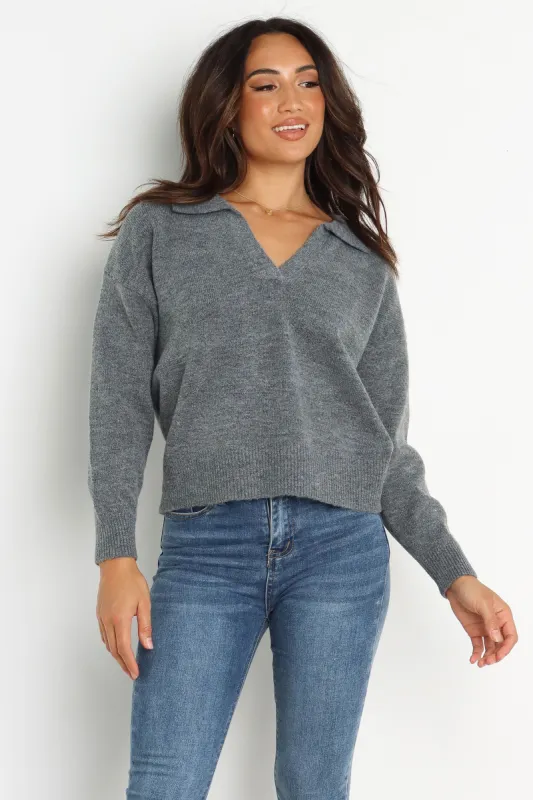 Maxine Knit Sweater - Grey sold by Petal & Pup