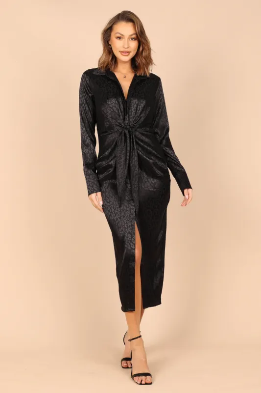 Tanzy Long Sleeve Midi Dress - Black sold by Petal & Pup