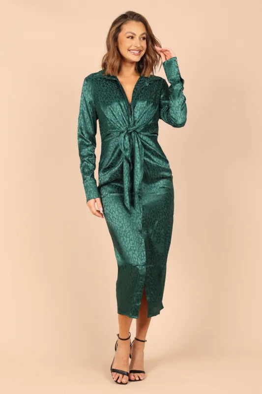 Tanzy Long Sleeve Midi Dress - Emerald sold by Petal & Pup