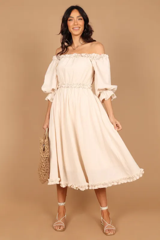 Abilene Off Shoulder Maxi Dress - Cream sold by Petal & Pup