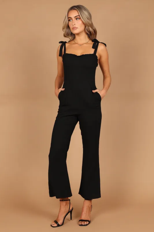 Elizabeth Tie Shoulder Jumpsuit - Black sold by Petal & Pup