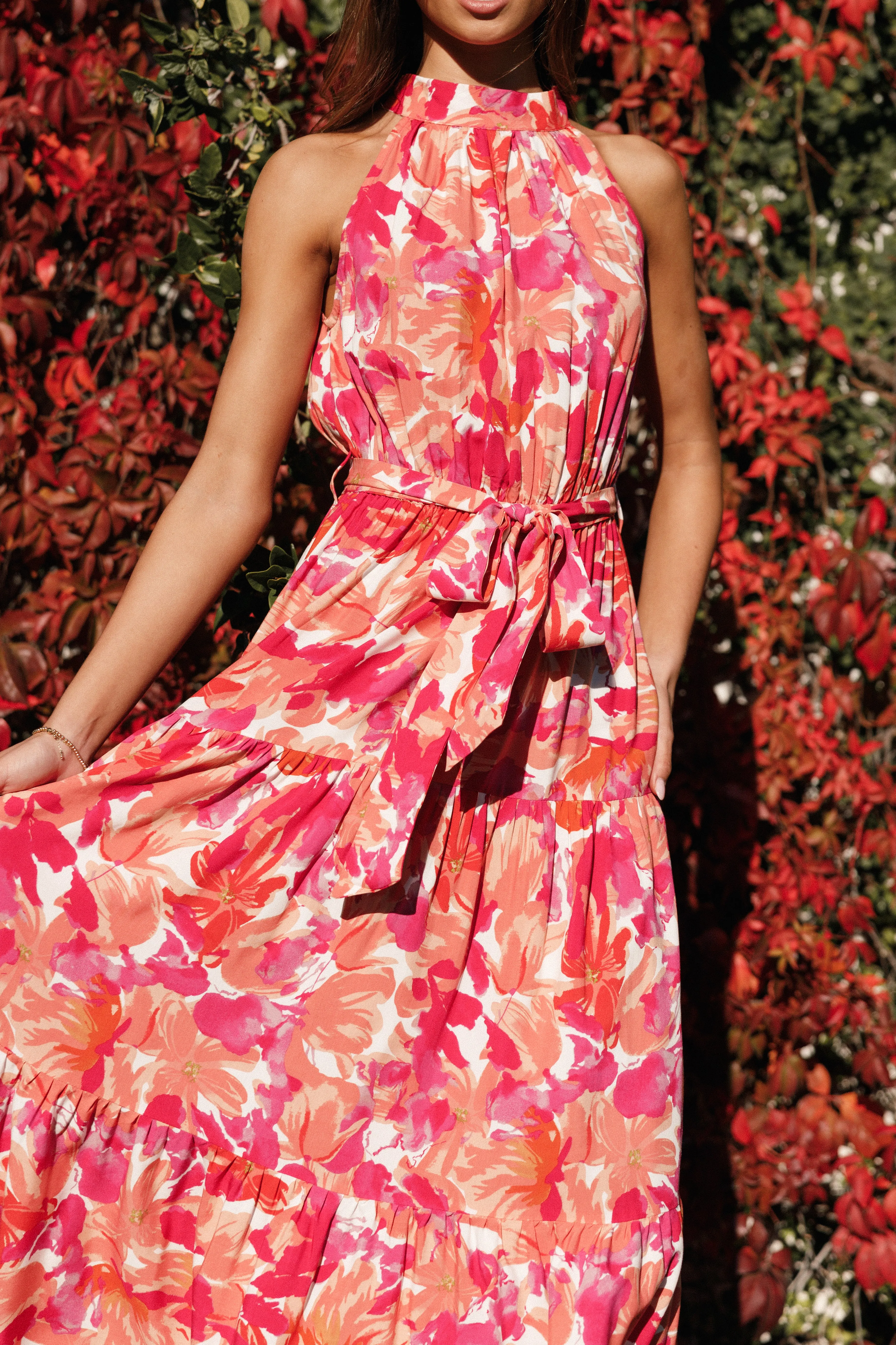 Caroline Maxi Halter Dress - Red Orange sold by Petal & Pup product image thumbnail 2