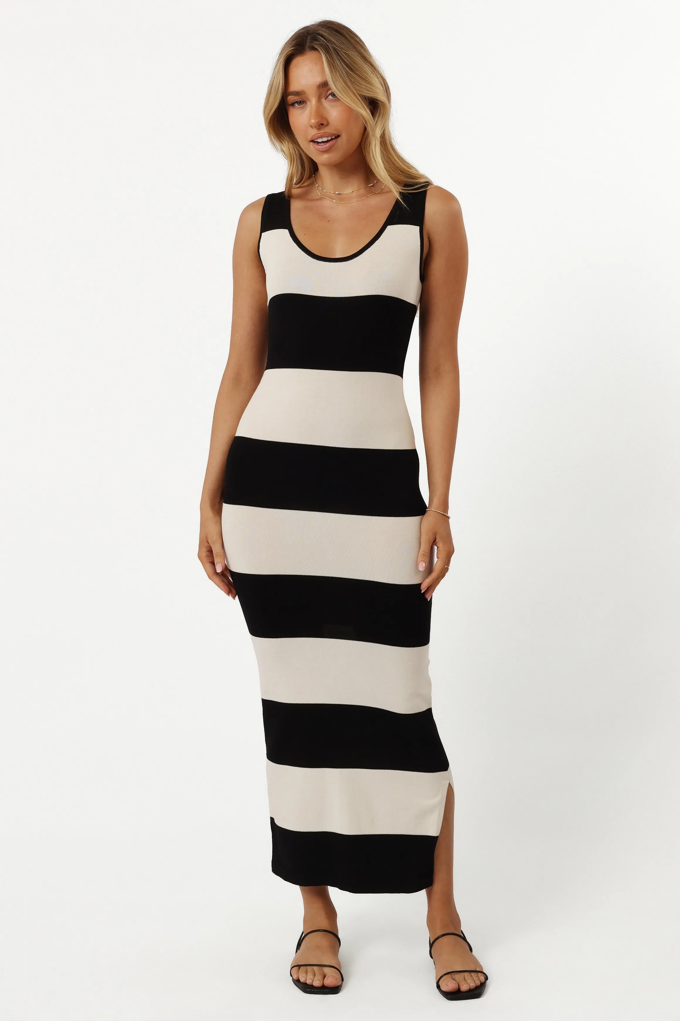 Bridget Midi Dress - Cream/Black Stripe sold by Petal & Pup product image thumbnail 3