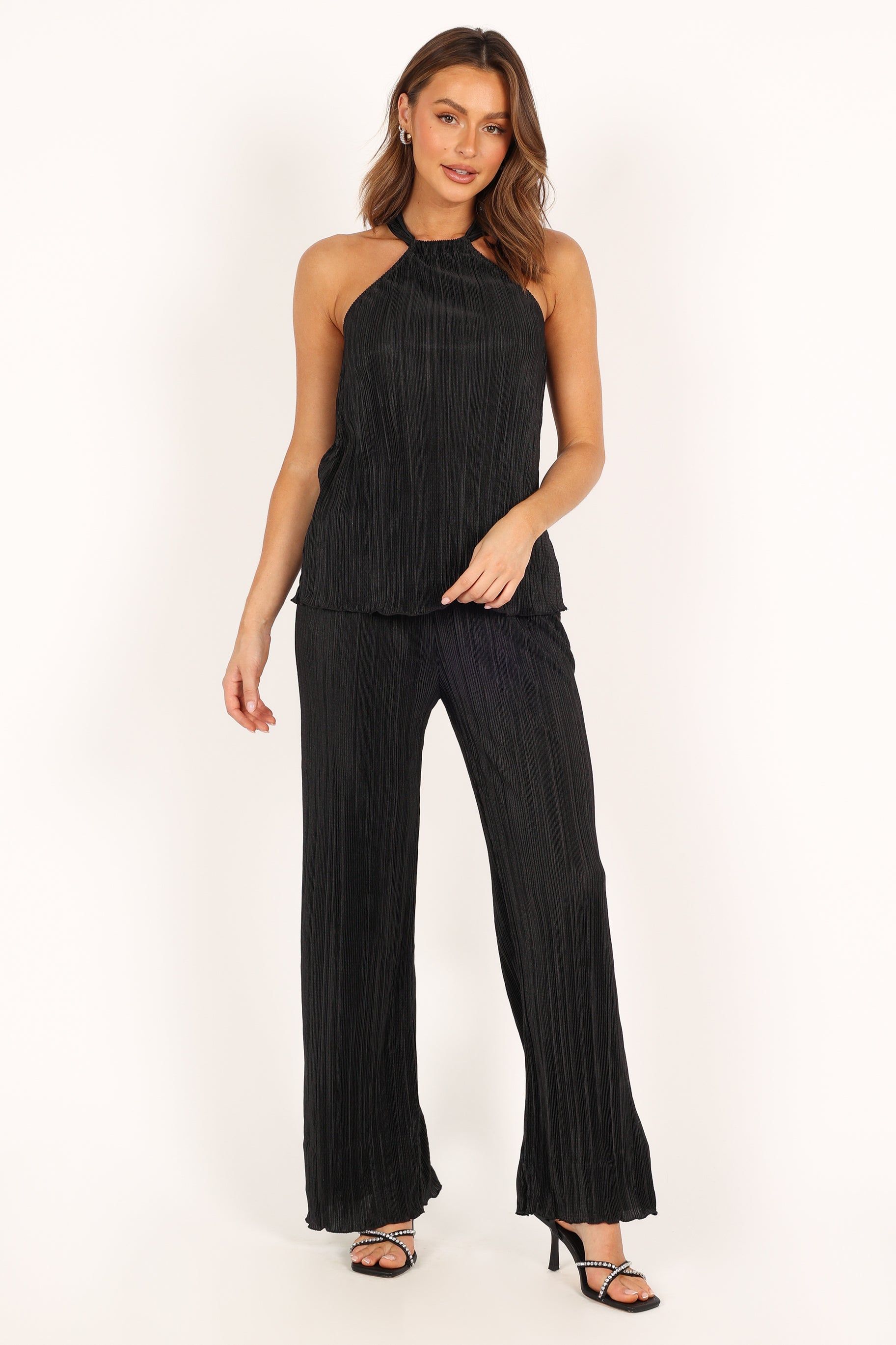 Lulu Plisse Halter Top - Black sold by Petal & Pup product image thumbnail 5
