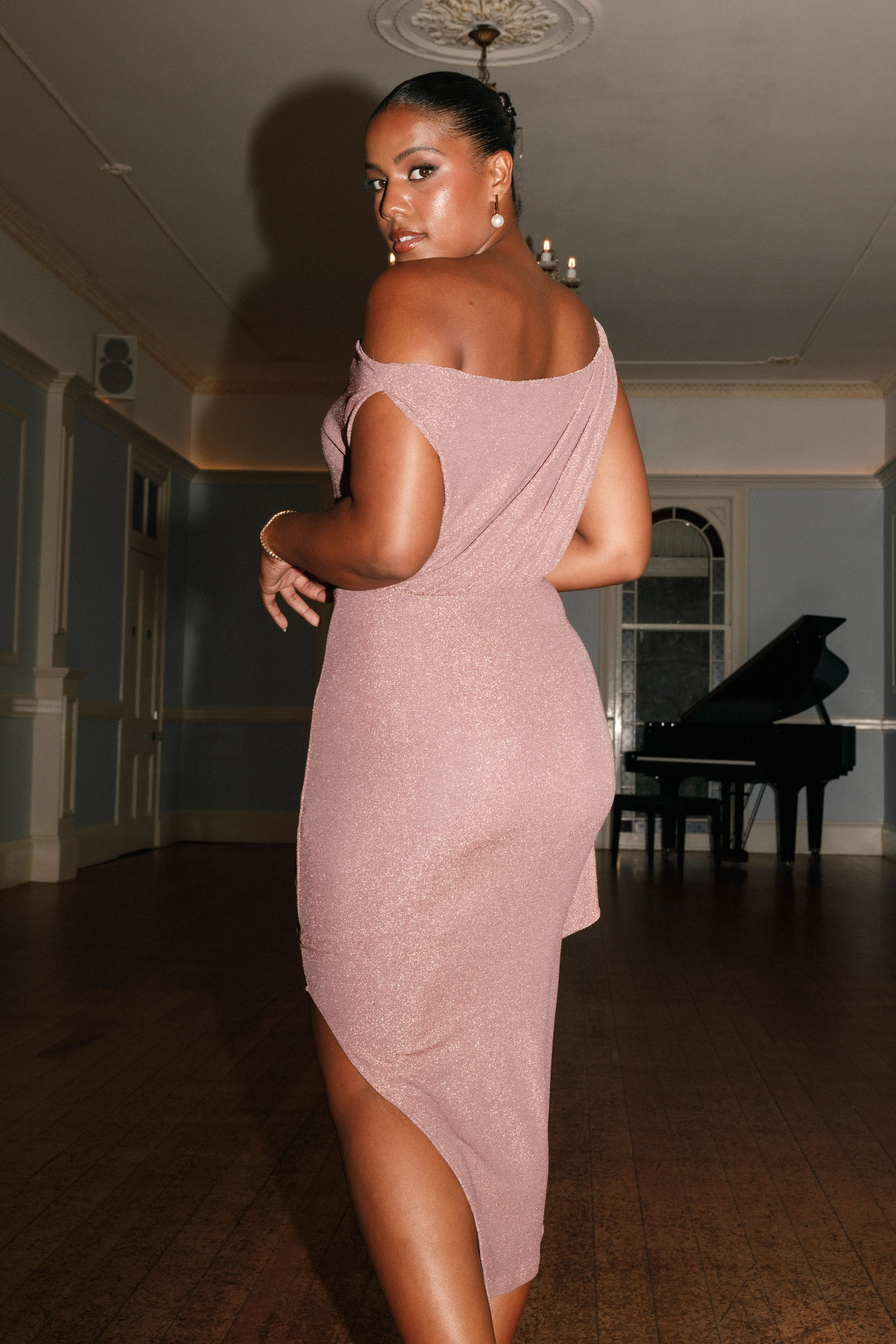 Santiago Off Shoulder Midi Dress - Dusty Rose sold by Petal & Pup product image thumbnail 4