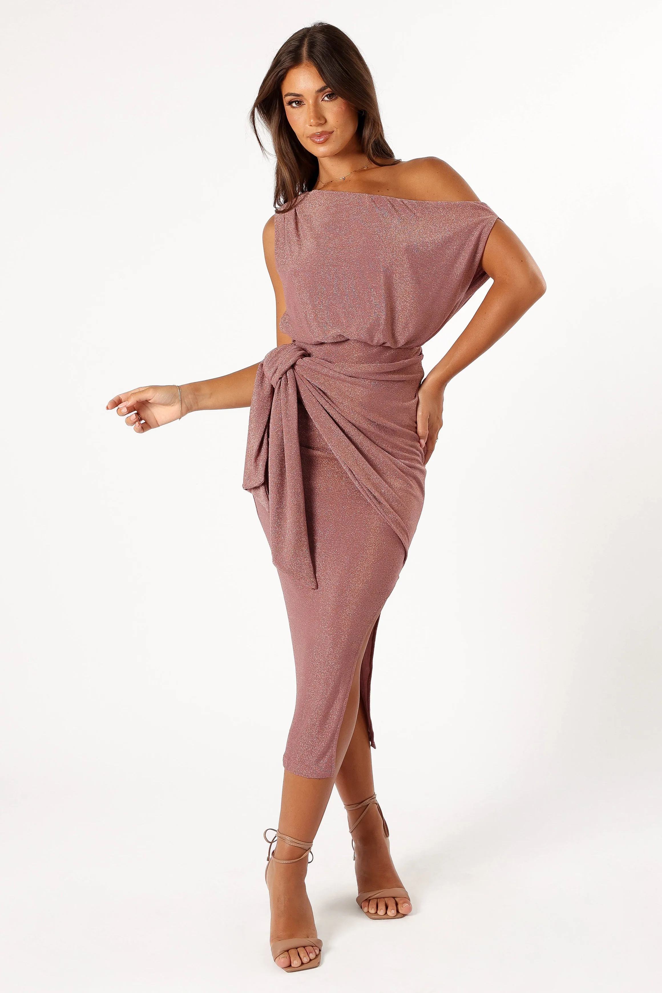 Santiago Off Shoulder Midi Dress - Dusty Rose sold by Petal & Pup product image thumbnail 5