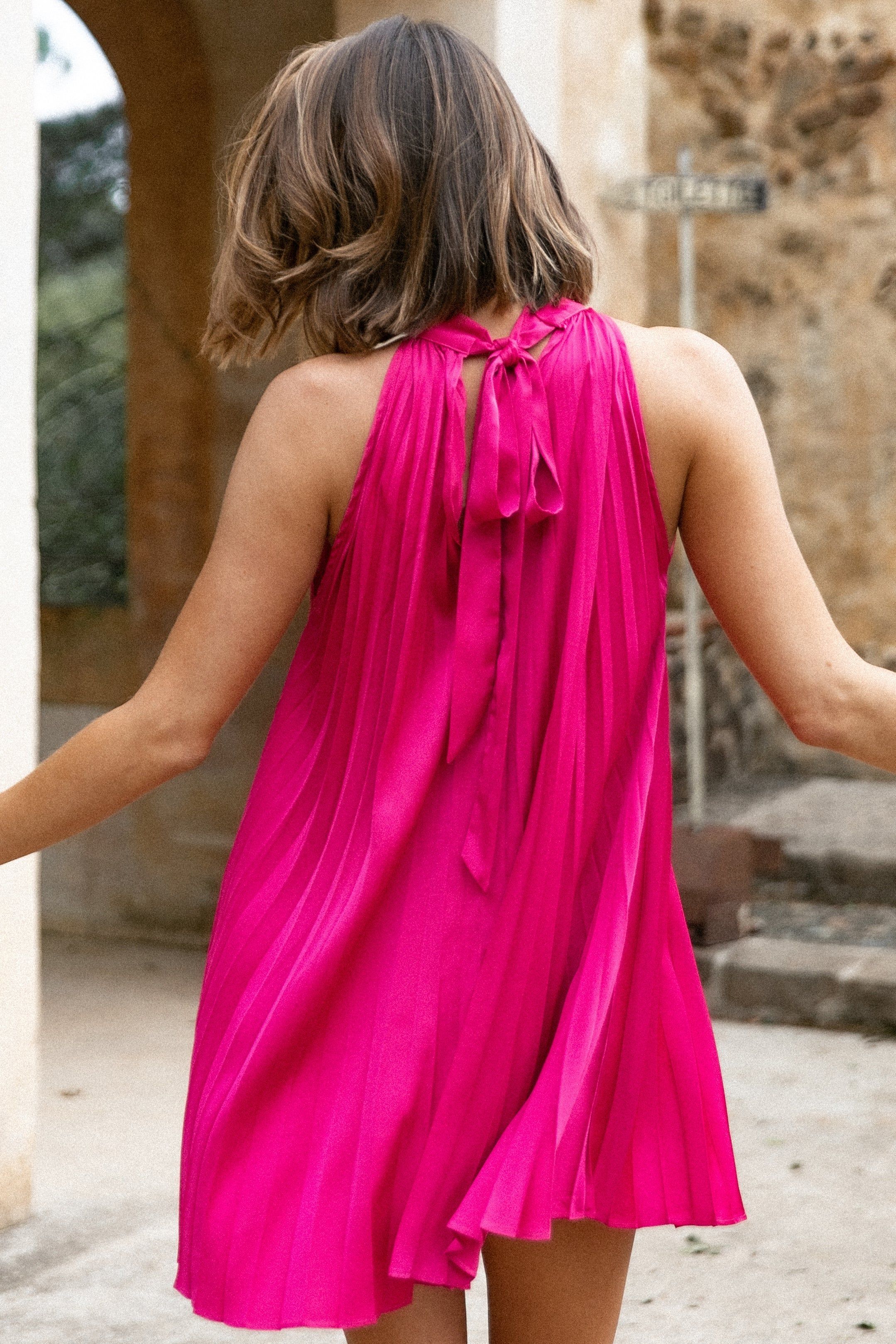 Ginnee Pleated Mini Dress - Hot Pink sold by Petal & Pup product image thumbnail 2