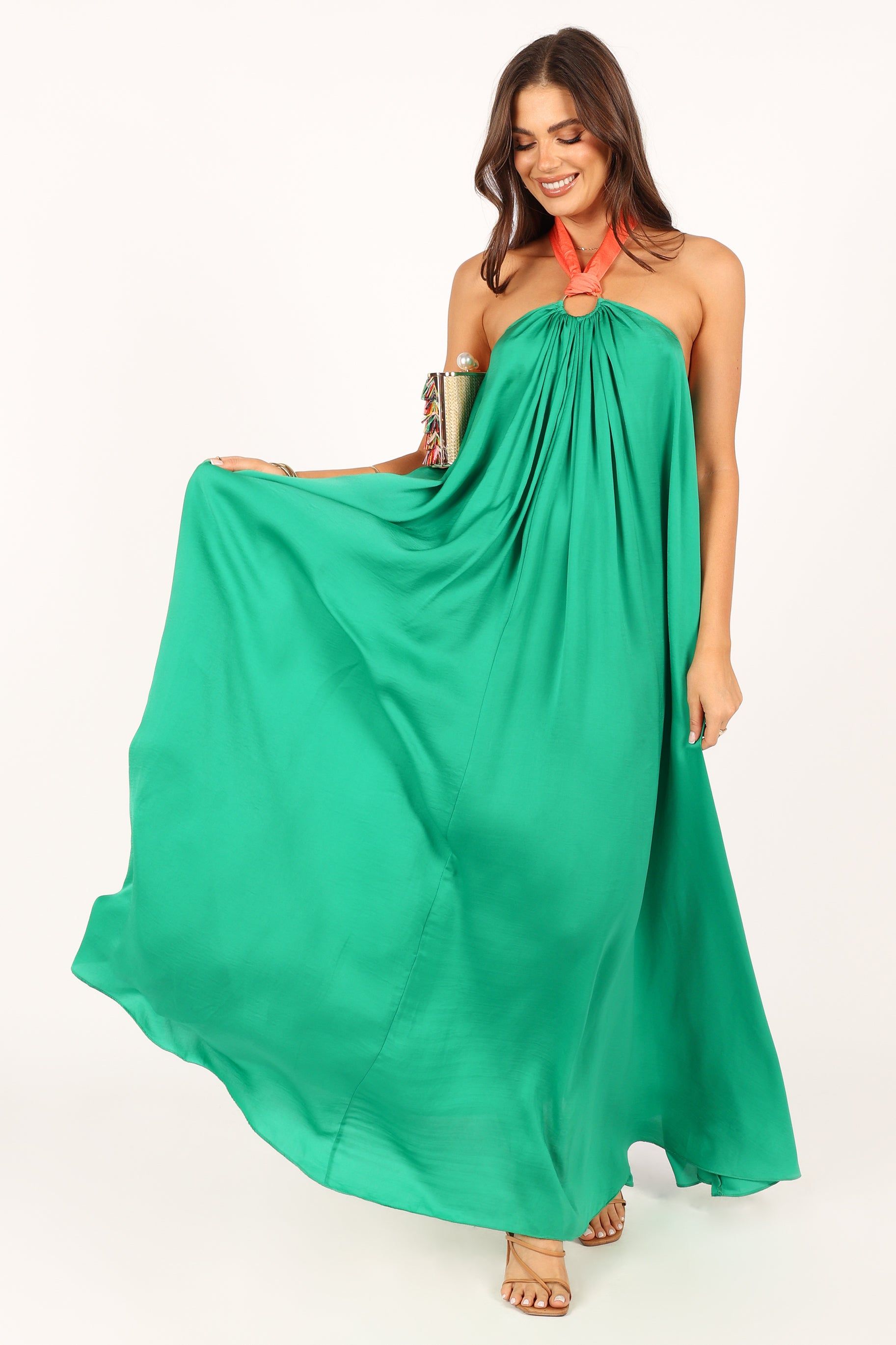 Giana Halter Neck Maxi Dress - Green sold by Petal & Pup product image thumbnail 3