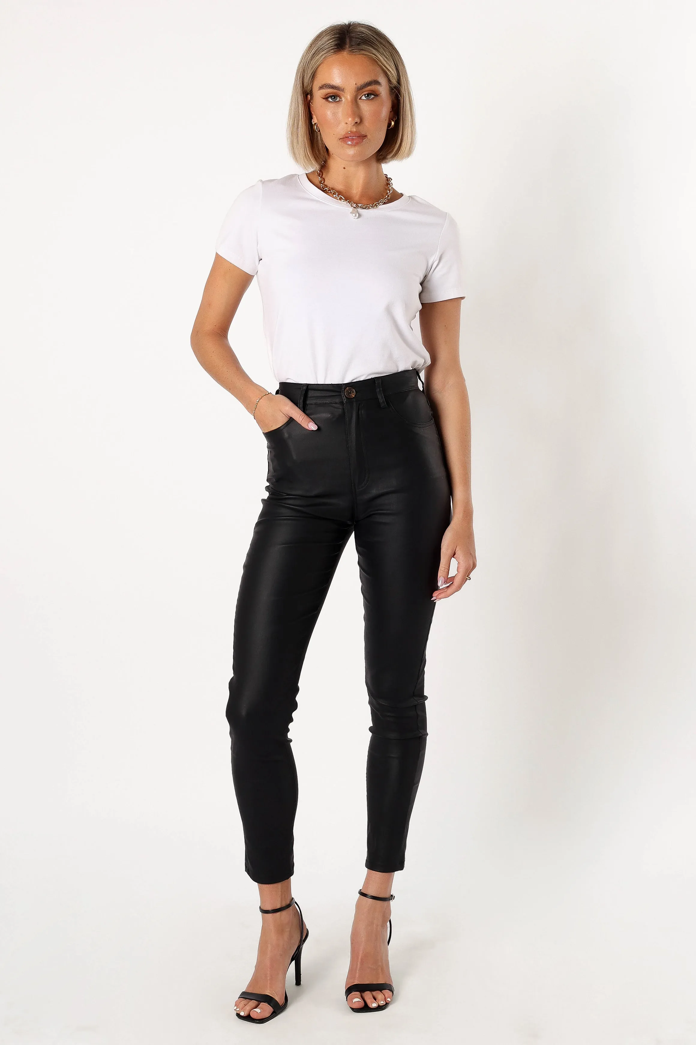 Sammie Vegan Leather Pants - Black sold by Petal & Pup