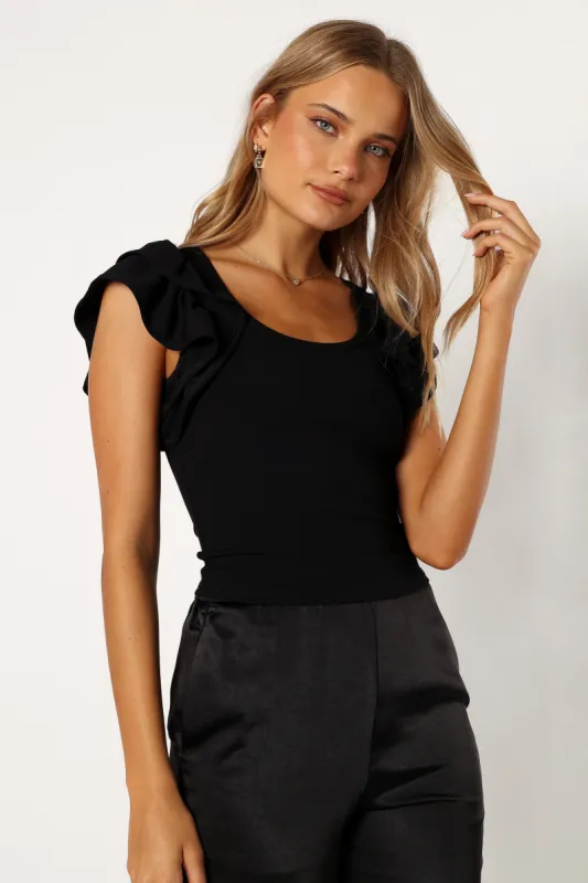 Loren Ribbed Top - Black sold by Petal & Pup